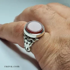 Bague agate rouge en argent fait main femme