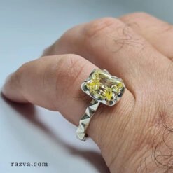 Bague personnalisable unisexe en argent avec citrine