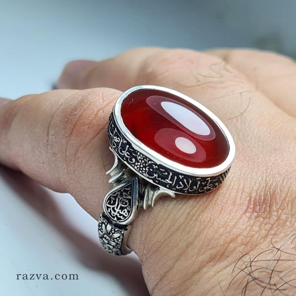 Bague Agate Verte Aqeeq En Argent Sterling 925 - Taille 62 Avec Certificat - Neuf Avec étiquettes
