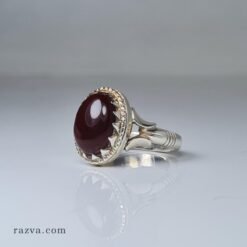 bague-argent-unisexe-agate-rouge-fonce