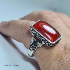 bague-homme-argent-925-agate-rouge