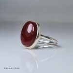 bague-mixte-argent-agate-rouge