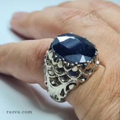 bague-saphir-bleu-homme-argent-fait-main