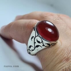 bijou-homme-argent-motif-floral-agate