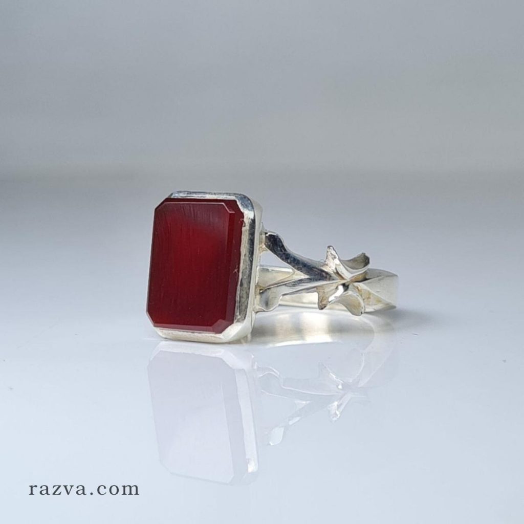 Bague Chevalière En Argent Avec Pierre Agate Du Yémen - Modèle Simple Et élégant - Neuf