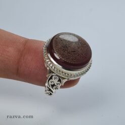 bague-argent-925-gravure-dhikr-agate-rouge