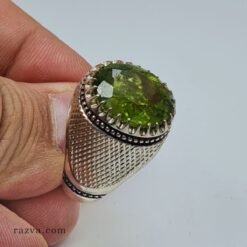 bague-homme-argent-925-peridot-elegant