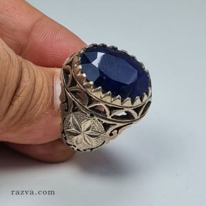 bague-saphir-bleu-homme-artisanale