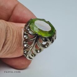 bague-homme-argent-peridot-artisanale