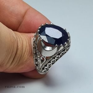 bague-homme-argent-saphir-bleu-fonce