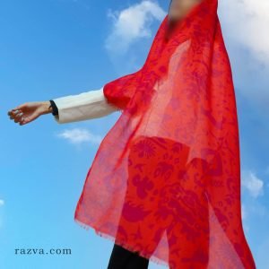 chale-rouge-coton-motifs-modernes