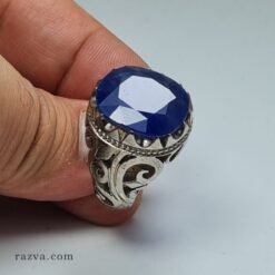 bague-argent-homme-gros-saphir-naturel