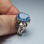 bague-argent-homme-topaze-bleu-naturelle