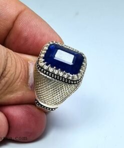 bague-argent-saphir-bleu-homme