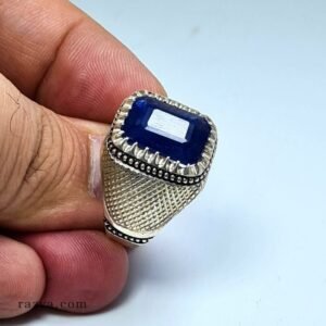 bague-argent-saphir-bleu-homme