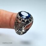 bague-argent-homme-topaze-bleue-profil