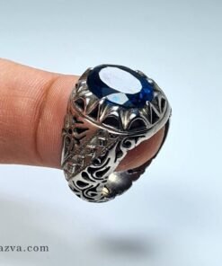 bague-argent-homme-topaze-bleue-profil