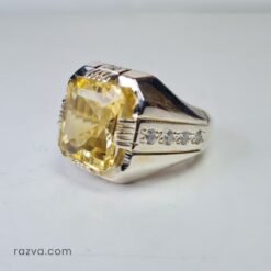 Bijou en argent 925 pour homme avec citrine jaune éclatante et monture artisanale