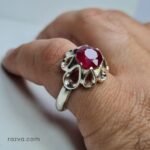 Bague argent 925 avec rubis rouge naturel, élégante et discrète