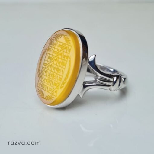 Bijou en argent avec agate jaune gravée, protection spirituelle pour homme et femme