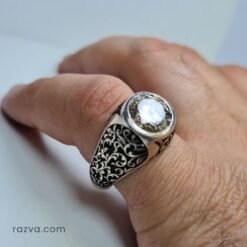 Bague iranienne en argent 925 avec moissanite naturelle, monture sertie majestueuse