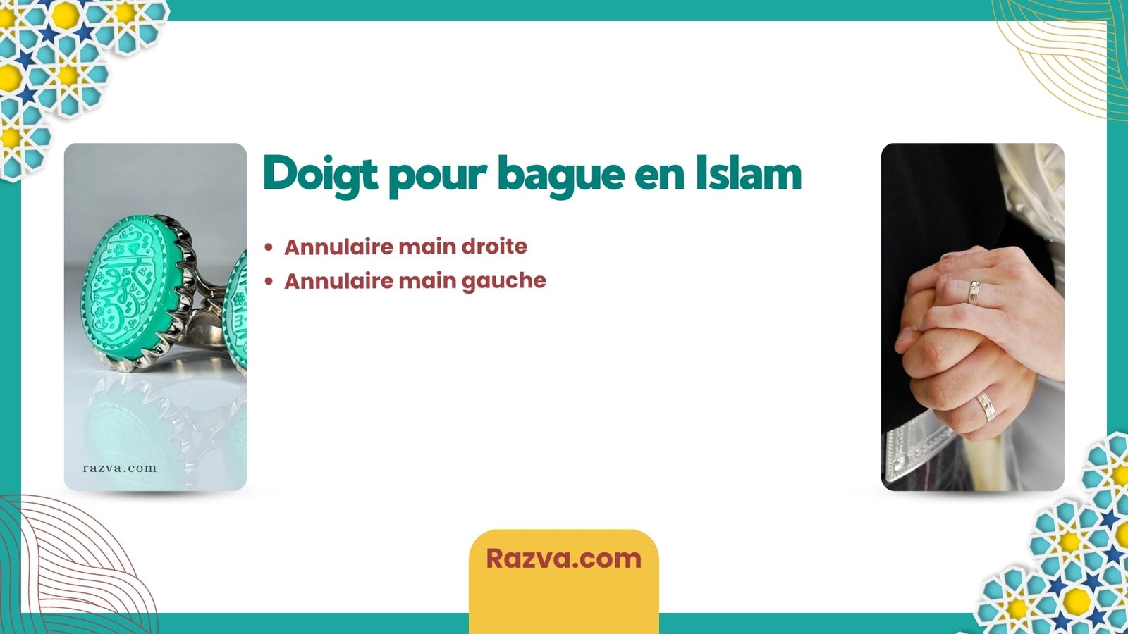 Annulaire recommandé pour bague de mariage en Islam