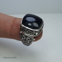 Chevalière homme argent 925 agate noire yéménite