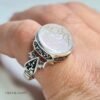 Bague Durr-e-Najaf naturelle gravée Yâ Ali Murtadâ en argent