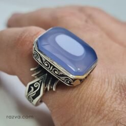 Bague homme artisanale avec pierre d’agate violette naturelle yéménite