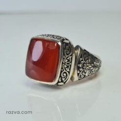 Bague artisanale en argent 925 avec agate rouge de qualité supérieure