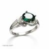 Bague femme argent 925 avec moissanite verte ovale naturelle