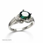 Bague femme argent 925 avec moissanite verte ovale naturelle