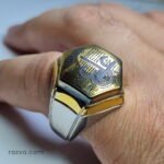 Bague de protection en hématite gravée artisanale en argent 925