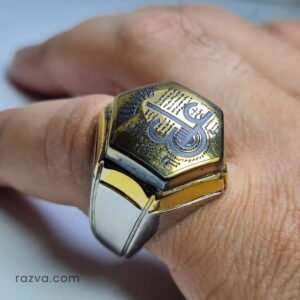 Bague de protection en hématite gravée artisanale en argent 925