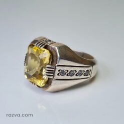 Bague masculine en argent style luxe avec citrine faite main