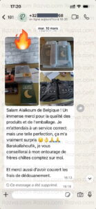 Témoignage client en Belgique après réception de livres chiites achetés sur la boutique musulmane en ligne Razva – service parfait et produits de qualité.